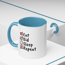 Load image into Gallery viewer, Eat. Bid. Sleep. Repeat Accent Coffee Mug (11, 15oz) - Winning for a Living