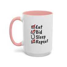 Load image into Gallery viewer, Eat. Bid. Sleep. Repeat Accent Coffee Mug (11, 15oz) - Winning for a Living