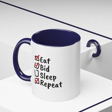 Load image into Gallery viewer, Eat. Bid. Sleep. Repeat Accent Coffee Mug (11, 15oz) - Winning for a Living