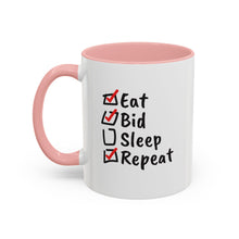 Load image into Gallery viewer, Eat. Bid. Sleep. Repeat Accent Coffee Mug (11, 15oz) - Winning for a Living
