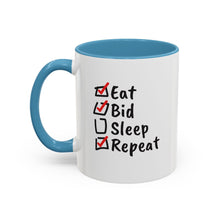 Load image into Gallery viewer, Eat. Bid. Sleep. Repeat Accent Coffee Mug (11, 15oz) - Winning for a Living
