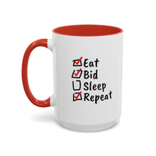 Load image into Gallery viewer, Eat. Bid. Sleep. Repeat Accent Coffee Mug (11, 15oz) - Winning for a Living