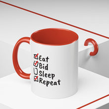 Load image into Gallery viewer, Eat. Bid. Sleep. Repeat Accent Coffee Mug (11, 15oz) - Winning for a Living