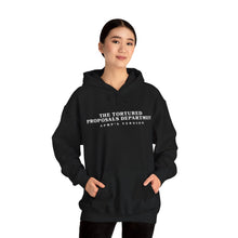 Load image into Gallery viewer, "The Tortured Proposals Department" Hooded Sweatshirt (Text Only)