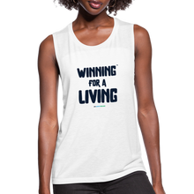Load image into Gallery viewer, "Winning for a Living" Women's Flowy Muscle Tank by Bella - white