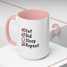 Load image into Gallery viewer, Eat. Bid. Sleep. Repeat Accent Coffee Mug (11, 15oz) - Winning for a Living
