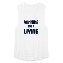 Load image into Gallery viewer, &quot;Winning for a Living&quot; Women&#39;s Flowy Muscle Tank by Bella - white
