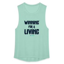 Load image into Gallery viewer, &quot;Winning for a Living&quot; Women&#39;s Flowy Muscle Tank by Bella - dusty mint blue
